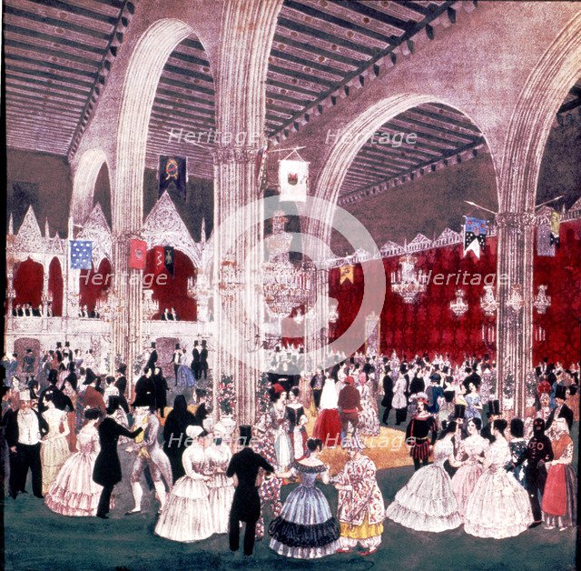Dancing in the Lonja of Barcelona, lithography.