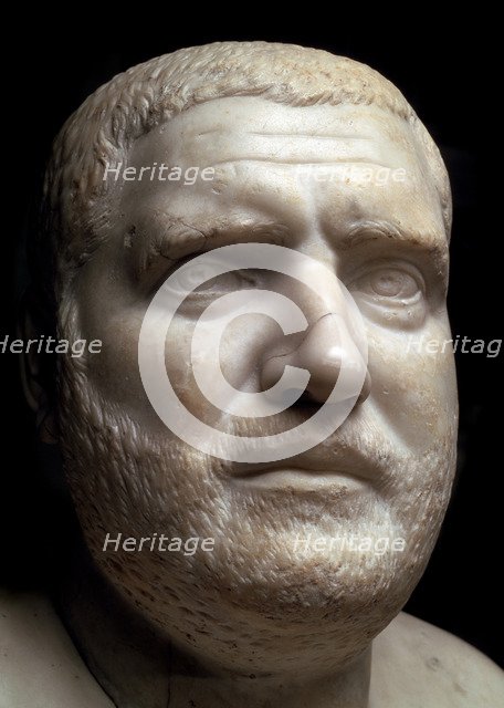 Marble portrait bust of the Roman Emperor Balbinus, 3rd century. Artist: Unknown