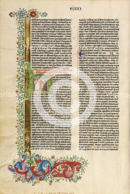 Initial H: The Exodus of the Israelites; Bible, about 1450. Creator: Circle of Stefan Lochner.