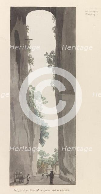 Exit of cave Crypta Neapolitana (or Grotta di Posillipo) on the coast of Naples, 1778. Creator: Louis Ducros.