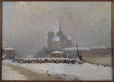 Notre-Dame de Paris. Snow effect in evening, c1897. Creator: Albert Lebourg.