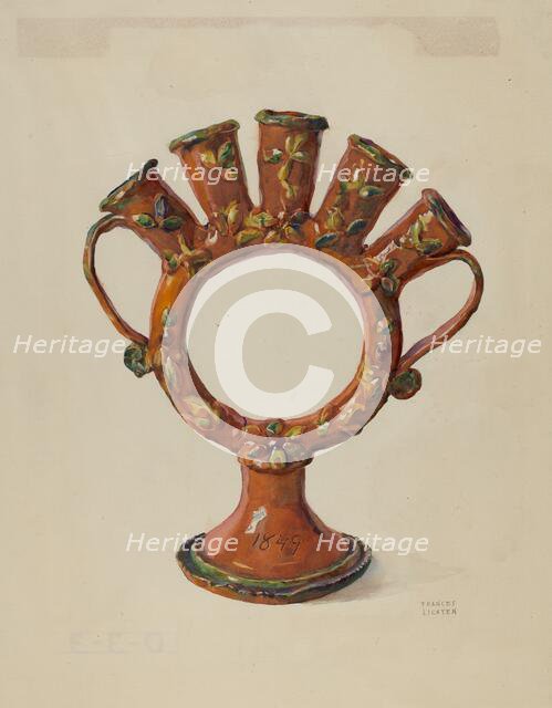 Pa. German Flower Holder, c. 1936. Creator: Frances Lichten.