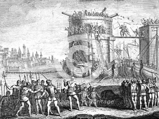 Siege of Damietta, Egypt, 13th century (18th century). Artist: Unknown