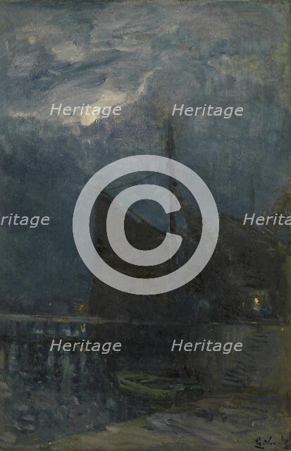 Entrance of a Harbour by Night, c1870-1890s. Creator: Guillaume Vogels.