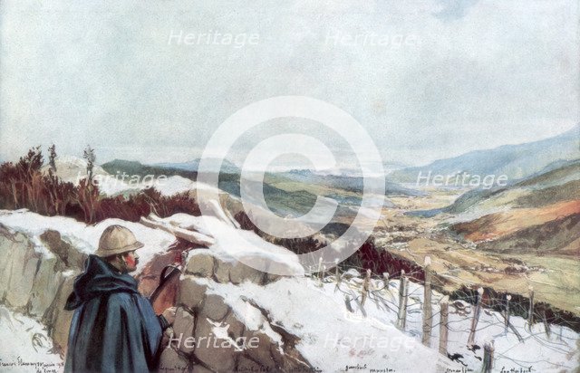 'Trenches Overlooking the Munster Valley with the Rhine in the Distance', January 1916, (1926).Artist: Francois Flameng