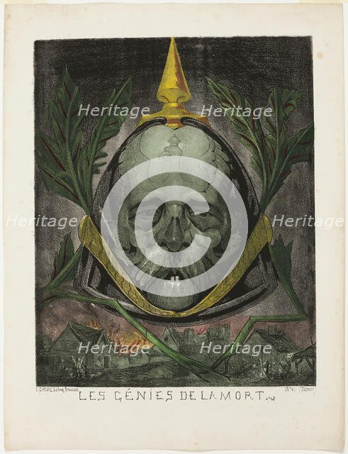 Bismarck, from Les Génies de la Mort, 1870. Creator: Edmond Guillaume.