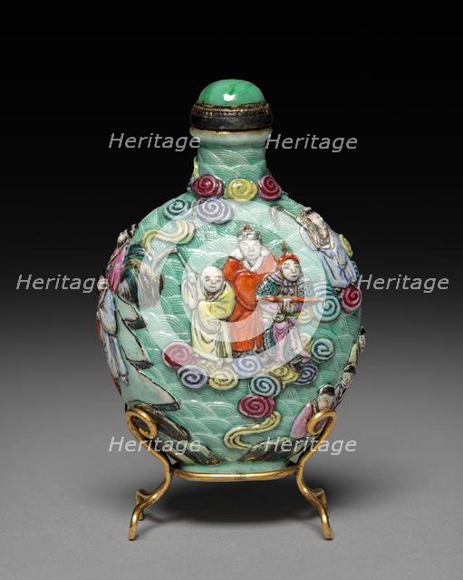 Flattened Ovoid Snuff Bottle with Stopper, 1796-1820. Creator: Unknown.