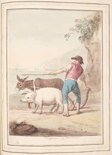 Ploughman of Minorca, leaf from 'A Collection of Dresses by David Allan Mostly from Nature', 1776. Creator: David Allan.