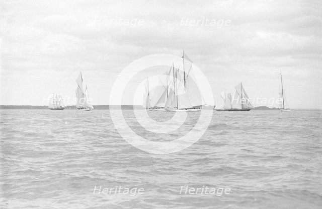 Big Class yachts starting the King's Cup race, 1913. Creator: Kirk & Sons of Cowes.