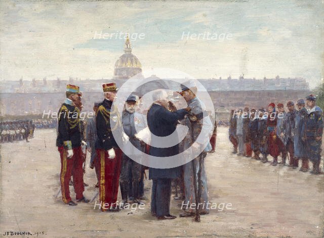 Medal ceremony on the Esplanade des Invalides by President Poincare, September 17, 1915. Creator: Joseph Felix Bouchor.