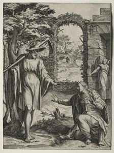 Christ Appearing to Mary Magdalen, 1567. Creator: Cornelis Cort (Dutch, 1533-1578); Giulio Clovio (Italian, 1498-1578), after a design by.