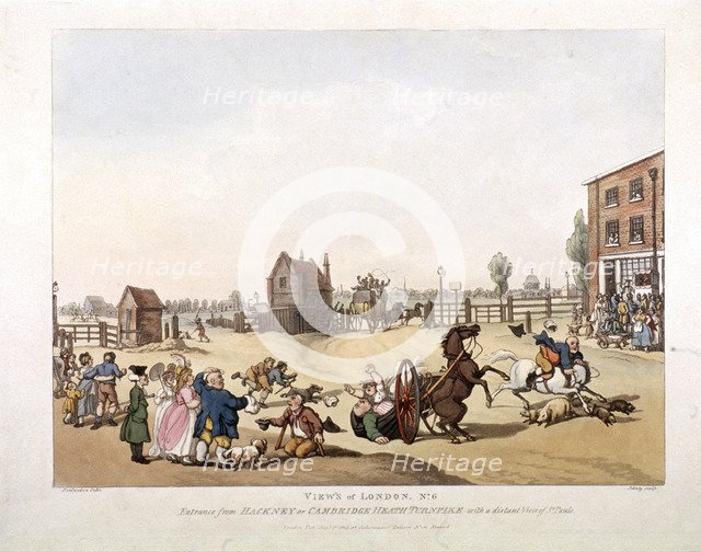 View of the Cambridge Heath Turnpike, Hackney, London, 1809. Artist: Heinrich Schutz
