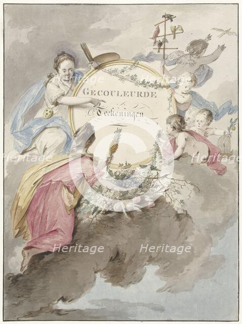 Title page for art book with coloured drawings, 1745-1808. Creator: Gerard van Nijmegen.
