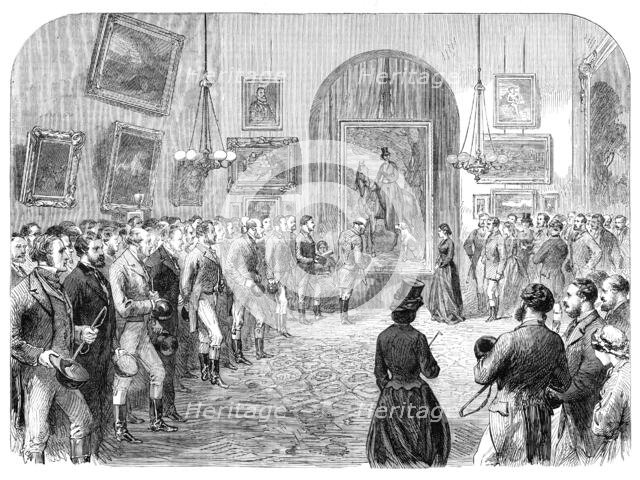 Presentation to the Countess of Yarborough of an equestrian portrait of her Ladyship..., 1864. Creator: Unknown.