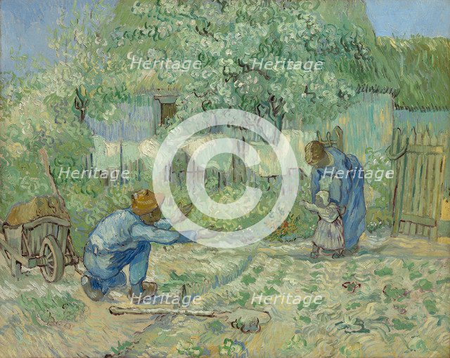 First Steps (after Millet), 1890. Artist: Gogh, Vincent, van (1853-1890)