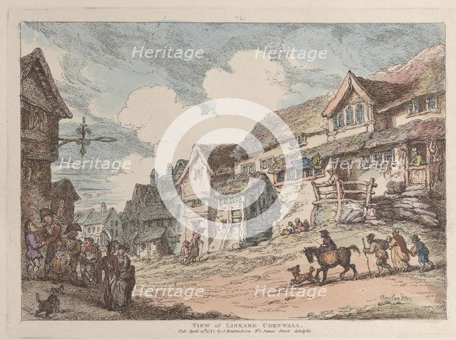 View of Liskard, Cornwall, from "Views in Cornwall", April 12, 1812., April 12, 1812. Creator: Thomas Rowlandson.
