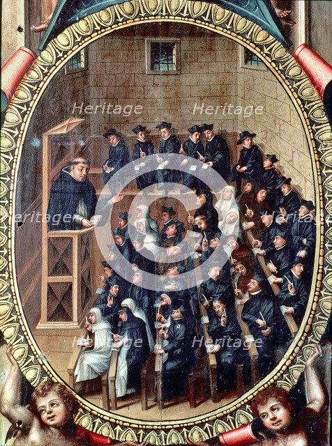 Representation of a class at the University of Salamanca.