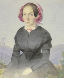 Portrait of the artist's sister, mid-19th century. Creator: Fritz Bamberger.