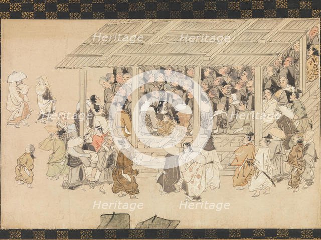 A Nenbutsu Gathering at Ichiya, Kyoto, from the Illustrated Biography of the Monk..., late 14th cent Creator: Unknown.