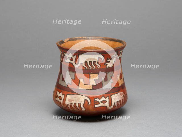 Jar Depicting Rows of Llamas and Abstract Stepped Motifs, 180 B.C./A.D. 500. Creator: Unknown.