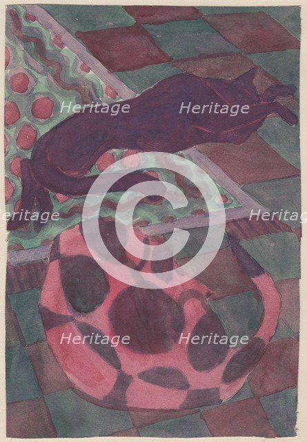 Sleeping dog and cat, c1951. Creator: Shirley Markham.