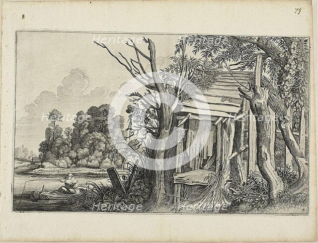 Dilapidated Hut, Plate 4 from Landscapes, c. 1646. Creator: Jan van de Velde II.