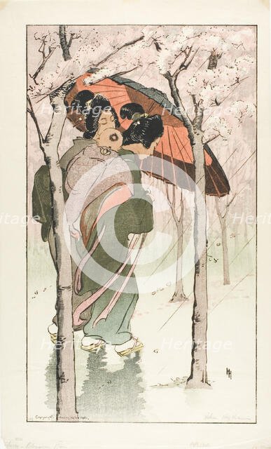 Cherry Blossom Rain, 1905. Creator: Helen Hyde.
