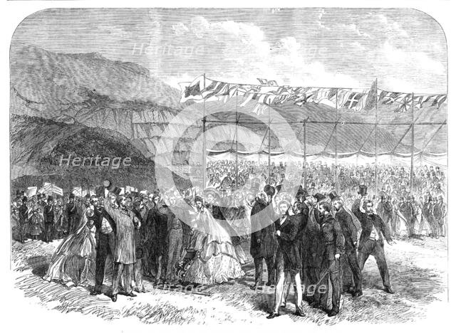 Cutting the first turf of the Carnarvon and Llanberis Railway, 1864. Creator: Unknown.