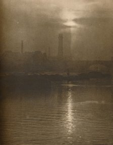 'Mists of a London Evening on the Surrey Shore By Waterloo Bridge', c1935. Creator: Huson.