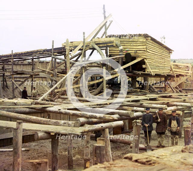 Water pumps, Beloomut, 1912. Creator: Sergey Mikhaylovich Prokudin-Gorsky.