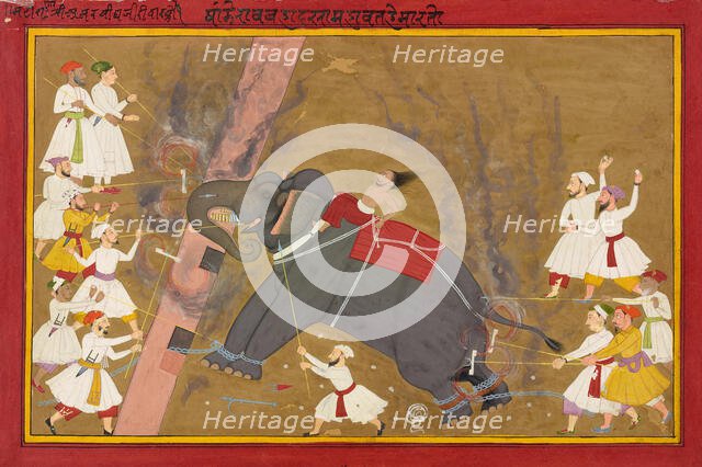 The elephant Khanderao Bahadur killing Sham Mahavat, ca. 1700. Creator: Unknown.