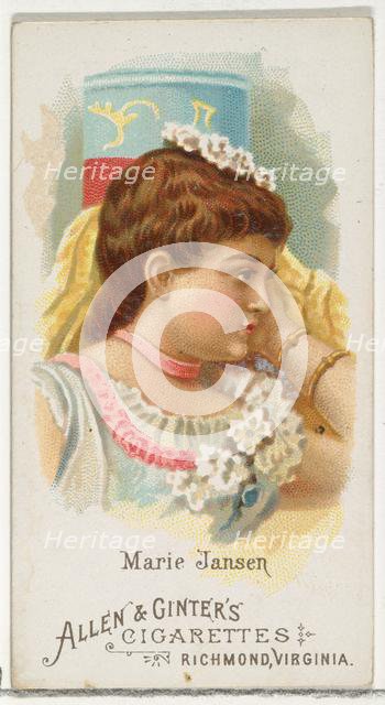 Marie Jansen, from World's Beauties, Series 1 (N26) for Allen & Ginter Cigarettes, 1888., 1888. Creator: Allen & Ginter.