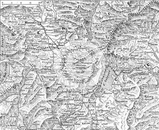 'Frontiere greco-serbe; terrain ou s'est deployee l'offensive de septembre a la frontiere..., 1916. Creator: Unknown.