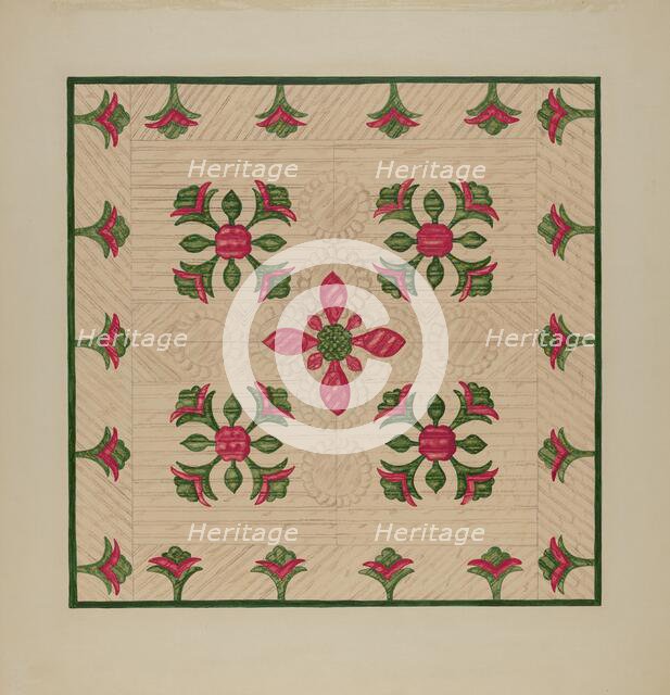 Applique Quilt, 1935/1942. Creator: Florence Hastings.