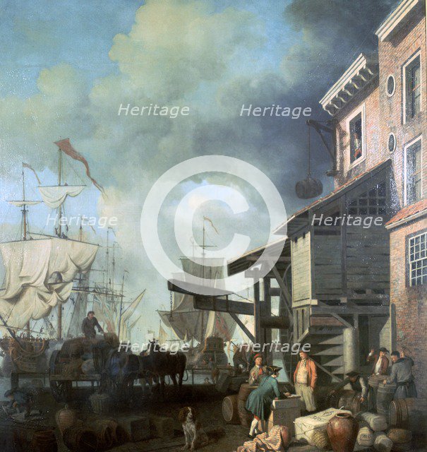 Painting of Old Custom House Quay, 18th century. Artist: Samuel Scott