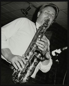 Saxophonist Peter King playing at The Fairway, Welwyn Garden City, Hertfordshire, 14 April 1991. Artist: Denis Williams