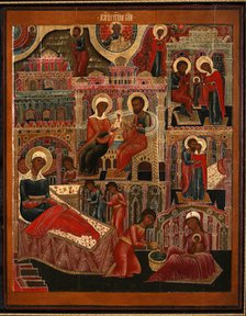 The Nativity of the Virgin, End of 17th cen.. Artist: Russian icon  