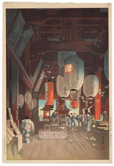 Interior of the Asakusa Kannon Temple, 1930. Creator: Eisho, Narazaki (1864-1936).
