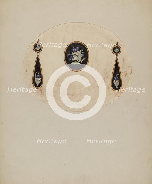 Brooch and Earrings, c. 1936. Creator: G.A. Ayers.