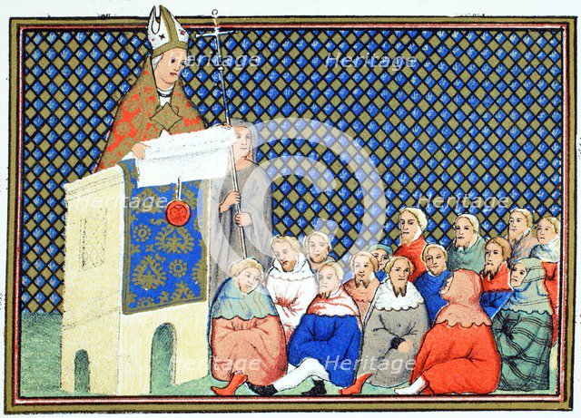 The Archbishop of Canterbury preaching to the English nobility against Richard II, 19th century.