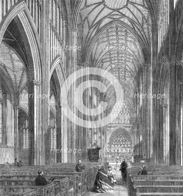 St. Mary Redcliff, Bristol, in process of restoration under the direction of Mr. G. Godwin..., 1861. Creator: Mason Jackson.