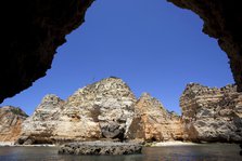 The cliffs at Praia de Dona Ana, Portugal, 2009. Artist: Samuel Magal