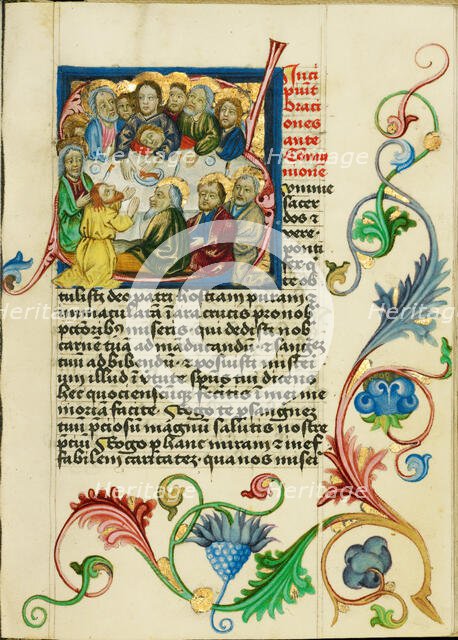 Initial S: The Last Supper; Prayer Book, about 1470-1480. Creator: Workshop of Valentine Noh.