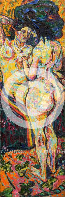 Two Nudes [obverse], 1907. Creator: Ernst Kirchner.