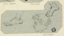 Sketches of Boy's Head in Profile, Feet, n.d. Creator: Unknown.