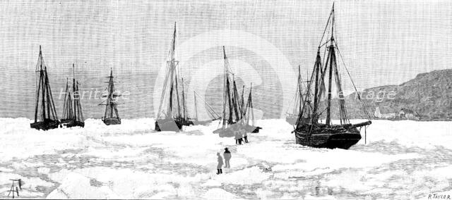 Sketches in Newfoundland: a Newfoundland fishing fleet ice-bound, 1890. Creator: R. Taylor.