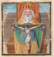 Manuscript Illumination with the Trinity, from a Book of Hours, late 15th century. Creator: Unknown.