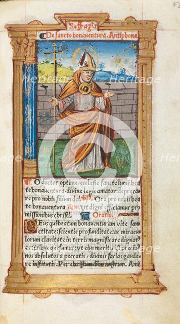 Printed Book of Hours (Use of Rome): fol. 107r, St. Bonaventura, 1510. Creator: Guillaume Le Rouge (French, Paris, active 1493-1517).