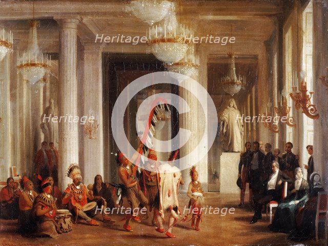Dance by Iowa Indians in the Salon de la Paix at the Tuileries, Presented by the Painter George Catl Artist: Girardet, Karl (1813-1871)