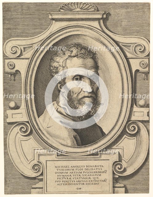 Portrait of Michelangelo, after 1564. Creator: Giorgio Ghisi.